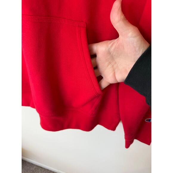 Champion Authentic Sweatshirt Mens Size Large Graphic Logo Pullover Red Hoodie - Picture 4 of 11